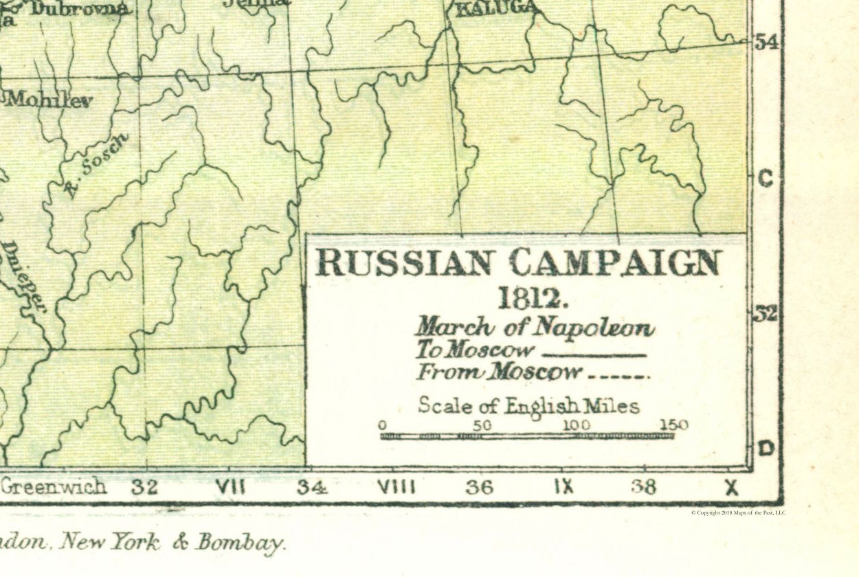 Historic Map - Russia Campaign 1812 - Gardiner 1902 - 34.23 x 23 - Vintage Wall Art