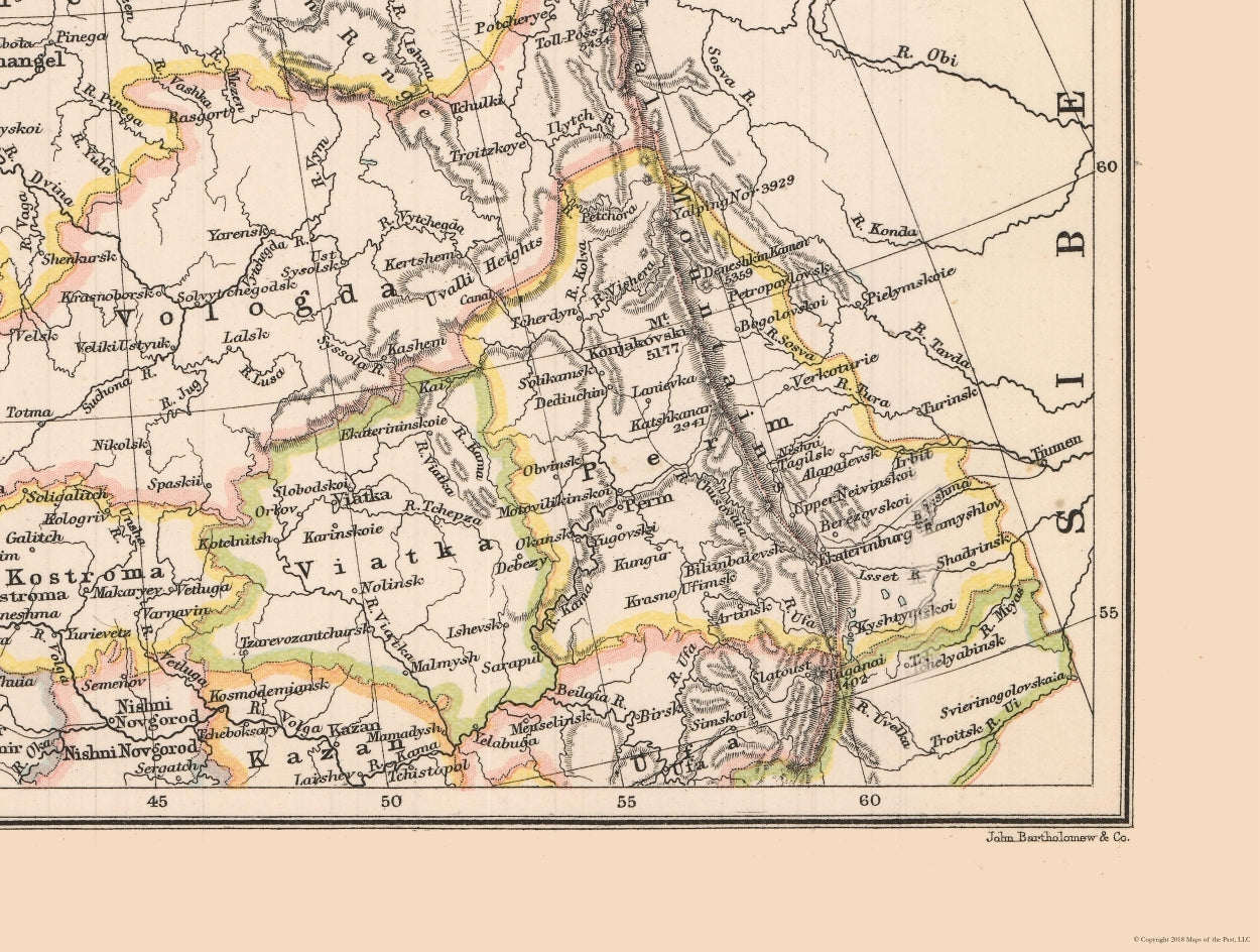 Historic Map - Russia Northwestern - Bartholomew 1892 - 30.44 x 23 - Vintage Wall Art