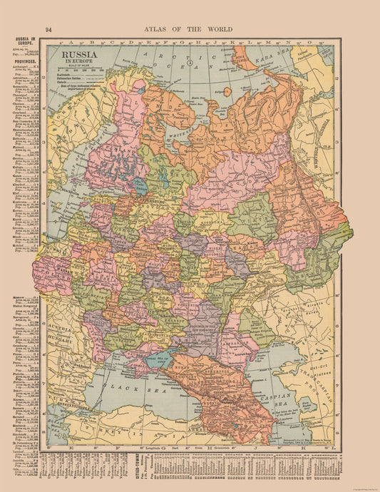 Historic Map - Russia - Hammond 1910 - 23 x 29.78 - Vintage Wall Art