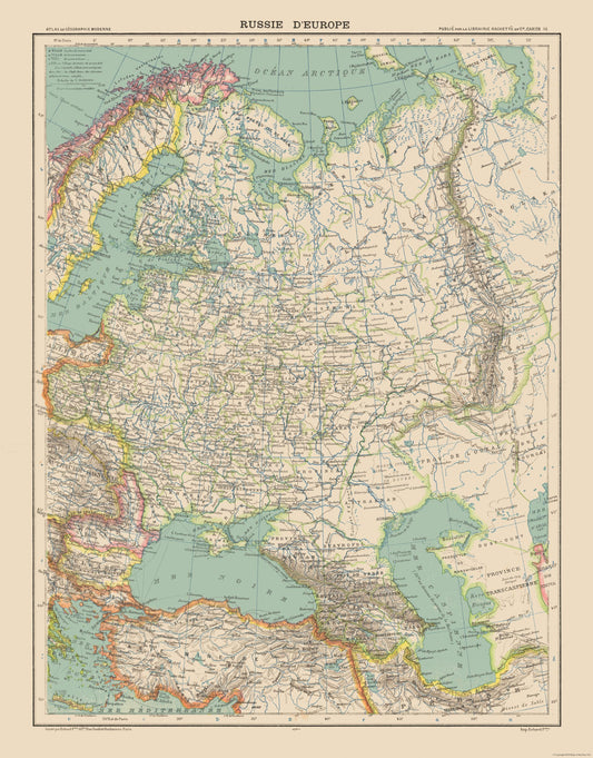 Historic Map - Russia European - Schrader 1908 - 23 x 29.39 - Vintage Wall Art