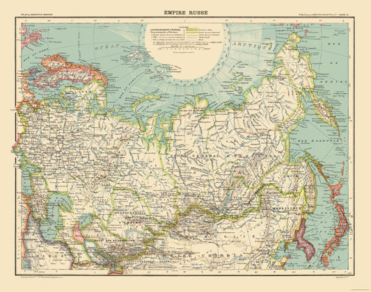 Historic Map - Russian Empire - Schrader 1908 - 29.19 x 23 - Vintage Wall Art