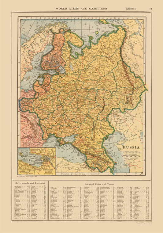 Historic Map - Russia - Reynold 1921 - 23 x 32.78 - Vintage Wall Art