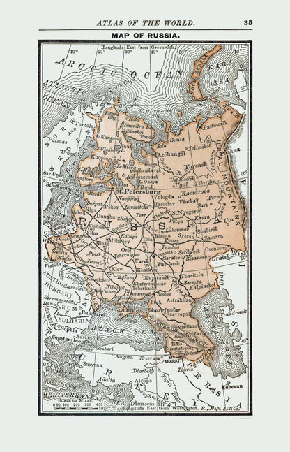 Historic Map - Russia - Alden 1886 - 23 x 35.79 - Vintage Wall Art