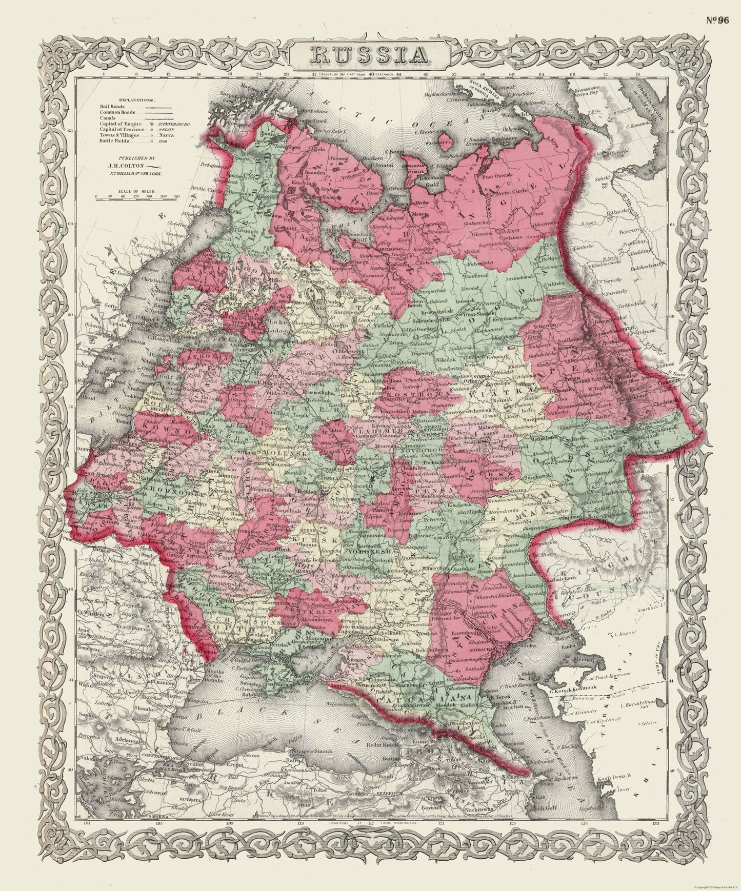 Historic Map - Russia - Colton 1865 - 23 x 27.66 - Vintage Wall Art