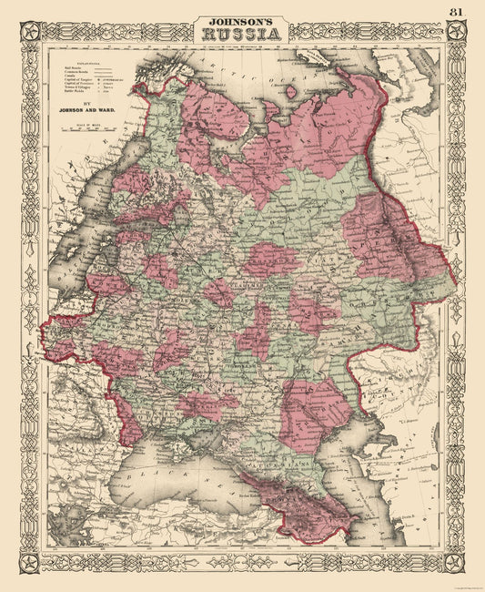 Historic Map - Russia - Johnson 1864 - 23 x 28.05 - Vintage Wall Art