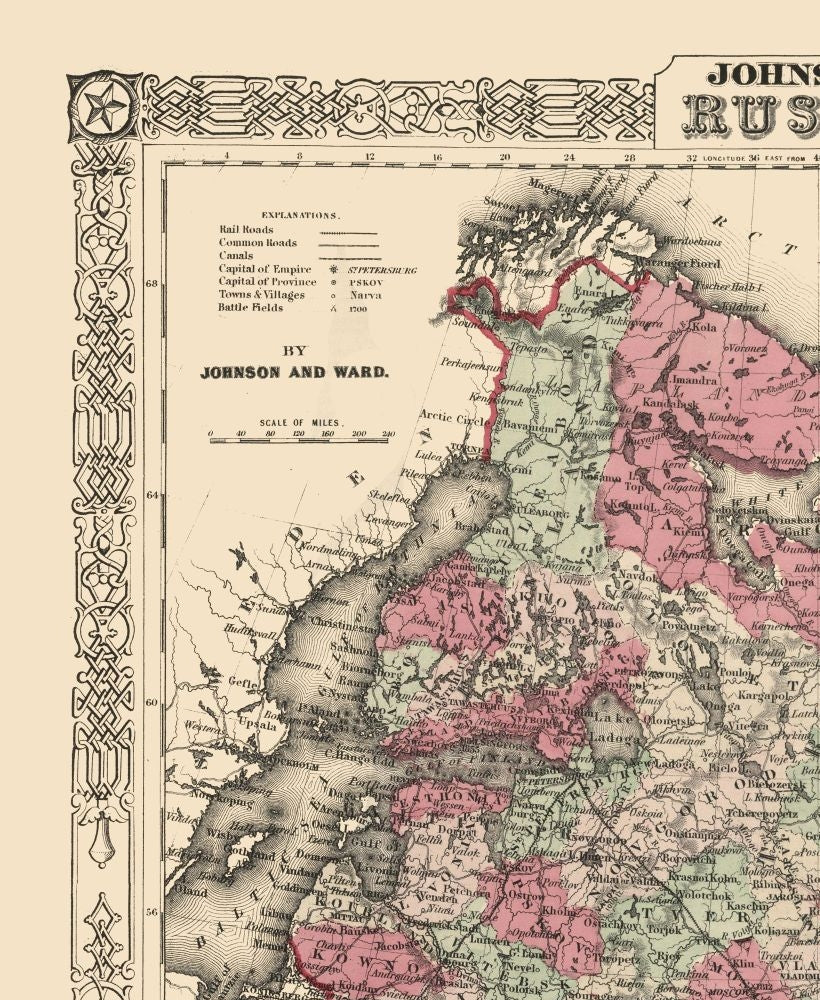 Historic Map - Russia - Johnson 1864 - 23 x 28.05 - Vintage Wall Art