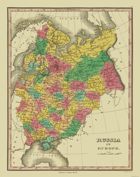 Historic Map - Russia European - Finley 1831 - 23 x 29.08 - Vintage Wall Art