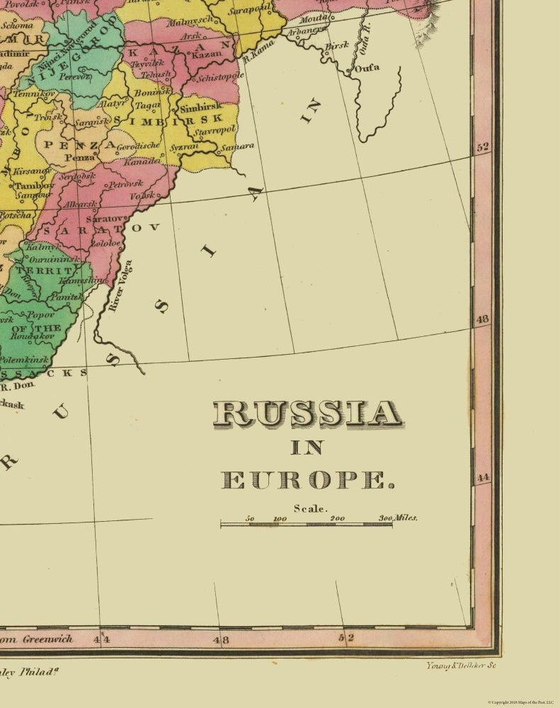 Antique Map of Russia in Europe - good 1831 -