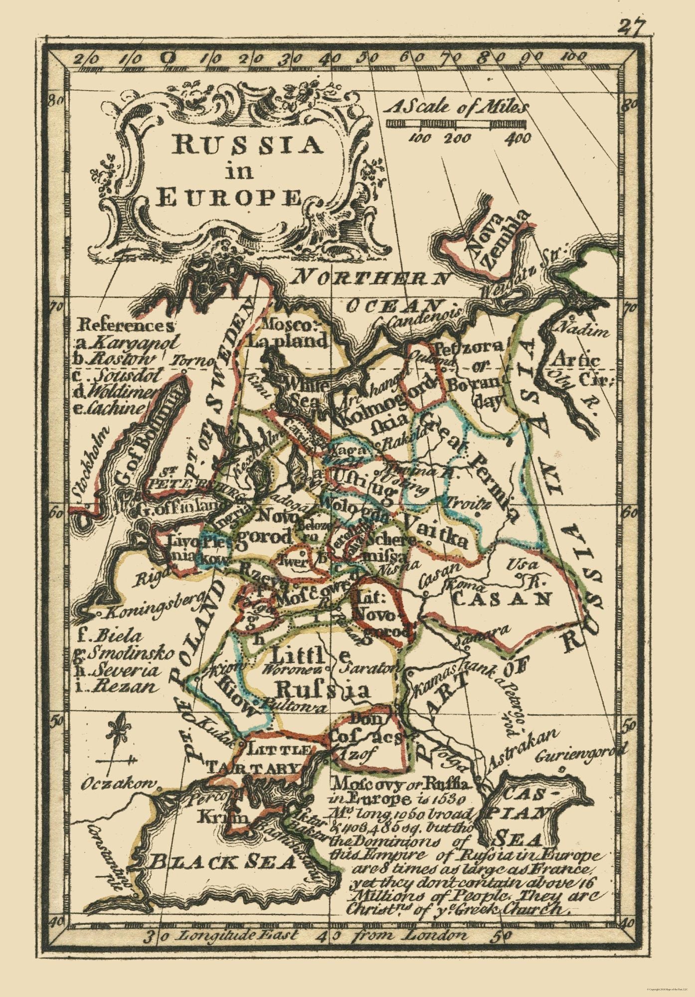 Historic Map - Russia European - Bowen 1758 - 23 x 32.99 - Vintage Wall Art