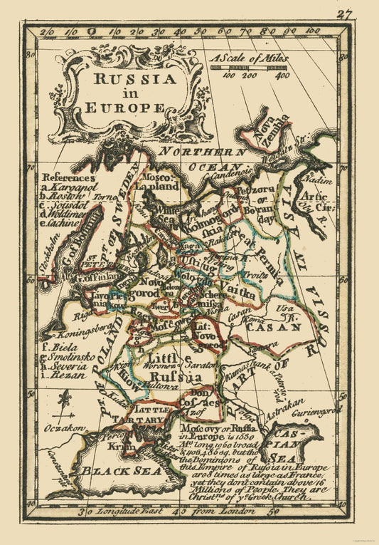 Historic Map - Russia European - Bowen 1758 - 23 x 32.99 - Vintage Wall Art