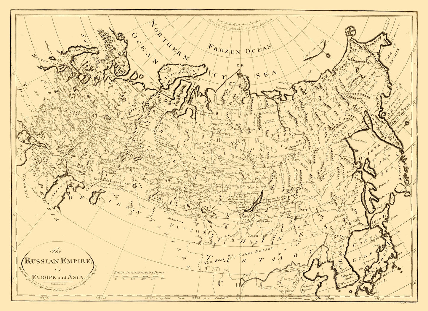 Historic Map - Russian Empire- Carey 1795 - 31.73 x 23 - Vintage Wall Art