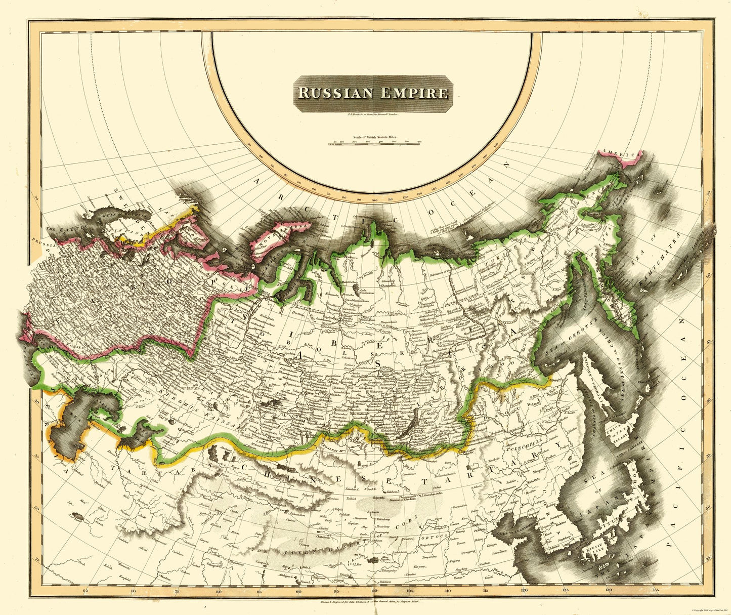 Historic Map - Russian Empire - Thomson 1814 - 27.35 x 23 - Vintage Wall Art