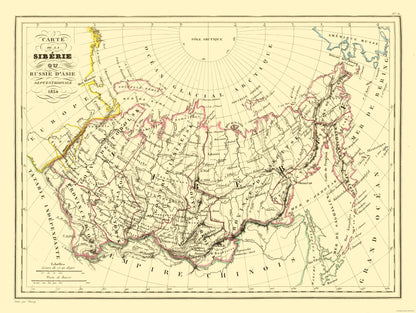 Historic Map - Siberia Russia - Thierry 1834 - 30.60 x 23 - Vintage Wall Art