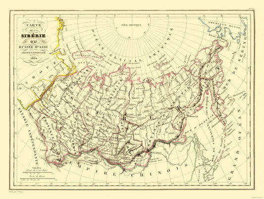 Historic Map - Siberia Russia - Thierry 1834 - 30.60 x 23 - Vintage Wall Art