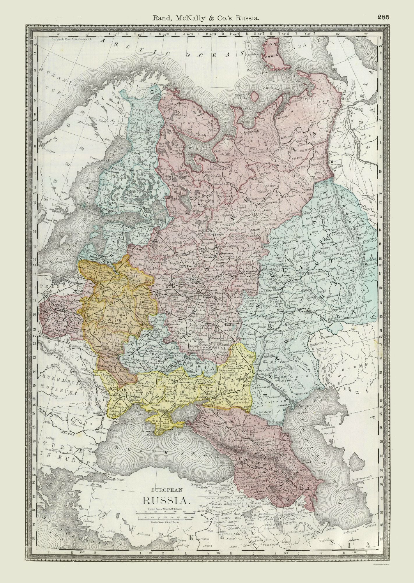 Historic Map - Russia European - Rand McNally 1889 - 23 x 32.36 - Vintage Wall Art