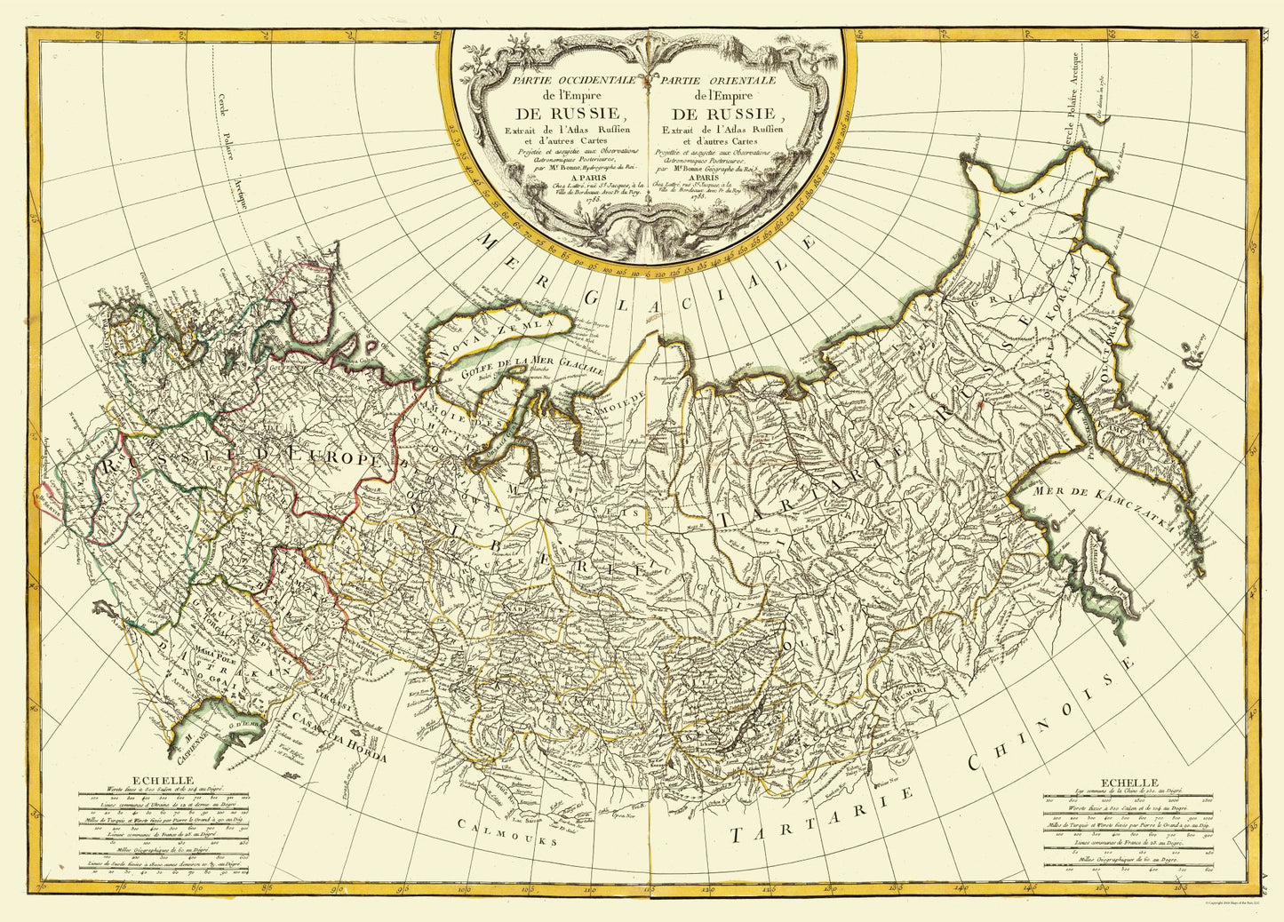 Historic Map - Russian Empire - Bonne 1785 - 32.03 x 23 - Vintage Wall Art