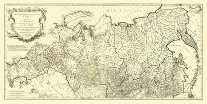 Historic Map - Siberia Russia - D'Anville 1753 - 45.81 x 23 - Vintage Wall Art