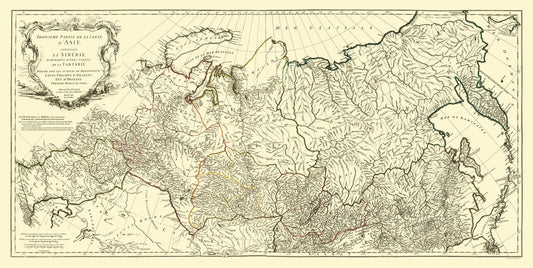 Historic Map - Siberia Russia - D'Anville 1753 - 45.81 x 23 - Vintage Wall Art