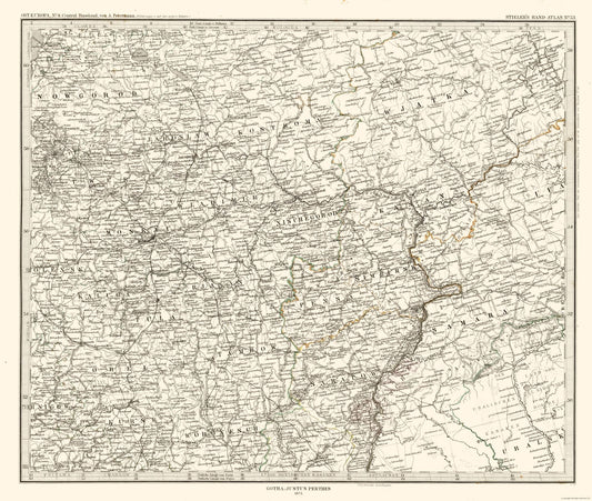 Historic Map - Russia European Central - Perthes 1873 - 27.20 x 23 - Vintage Wall Art