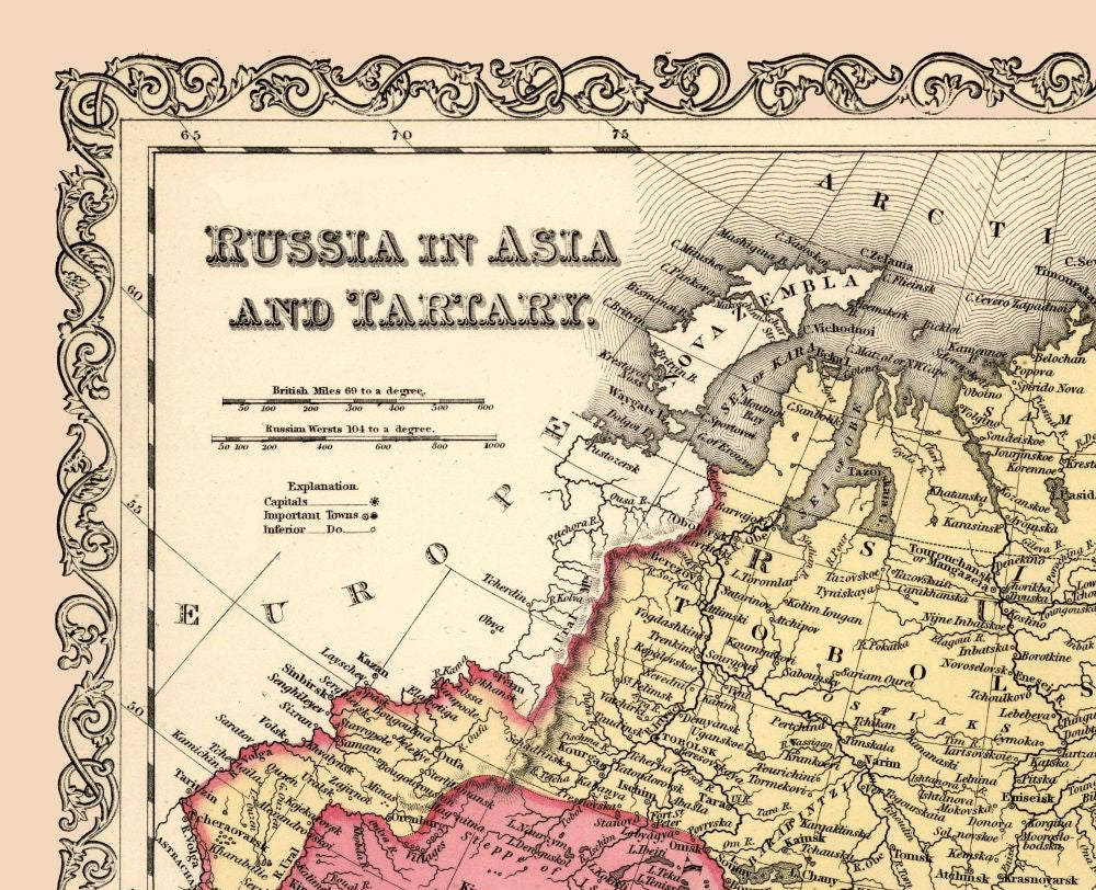 Historic Map - Asia Tartary - Desilver 1856 - 28.33 x 23 - Vintage Wall Art