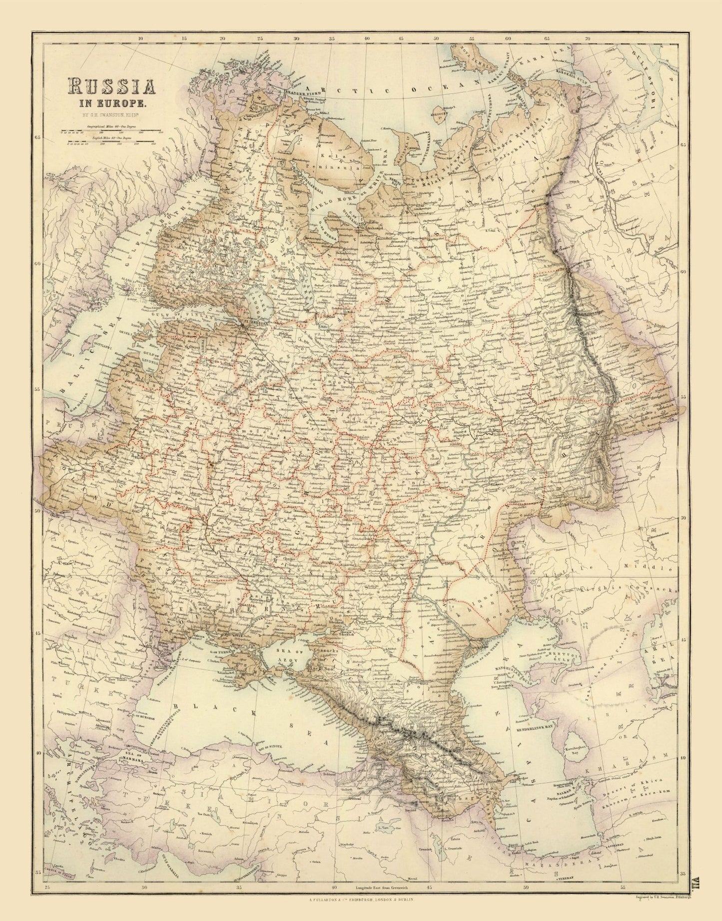 Historic Map - Russia European - Swanston - 23 x 29.37 - Vintage Wall Art