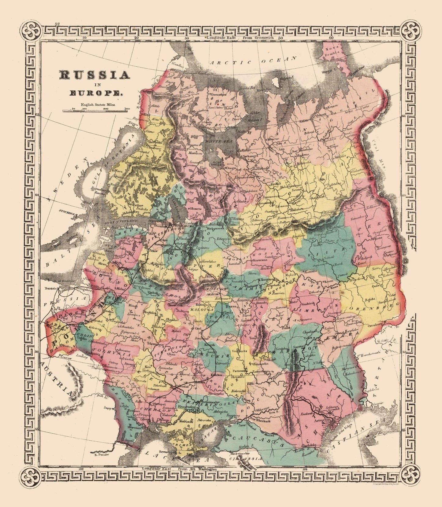 Historic Map - Russia European - 23 x 26.40 - Vintage Wall Art