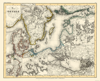 Historic Map - Russia Baltic Sea - Radefeld 1855 - 28.14 x 23 - Vintage Wall Art