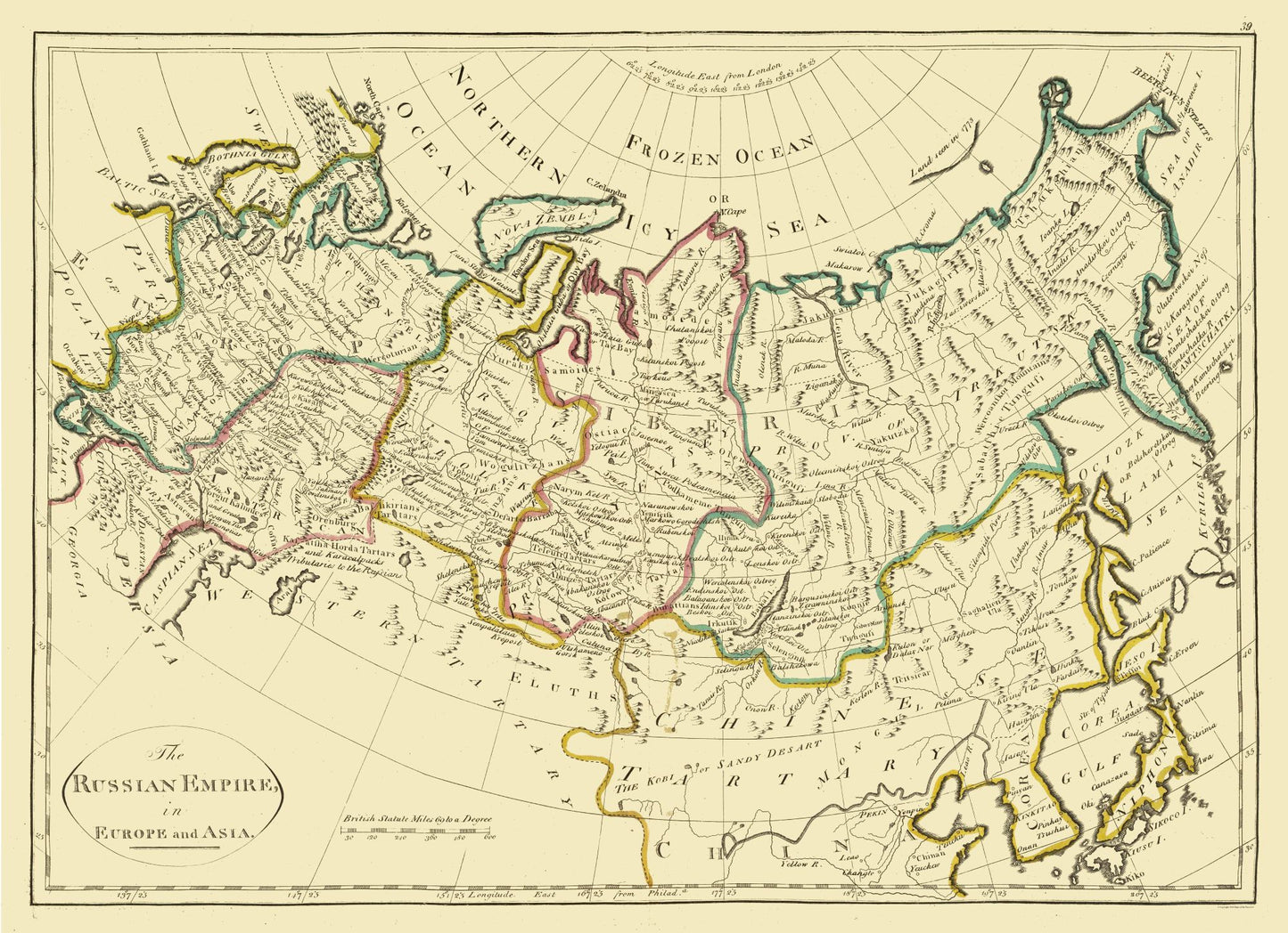 Historic Map - Russian Empire - Carey 1796 - 31.71 x 23 - Vintage Wall Art