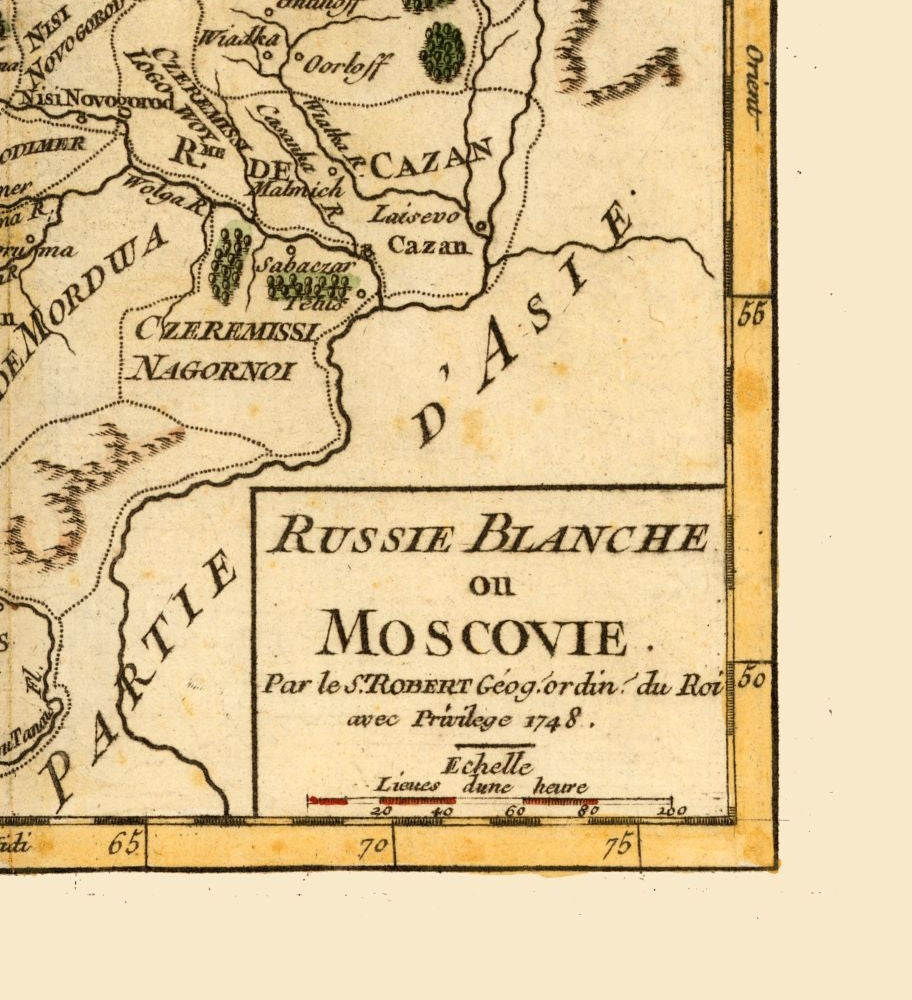 Historic Map - Moscow Grand Duchy Russia - Robert 1748 - 23 x 25.21 - Vintage Wall Art