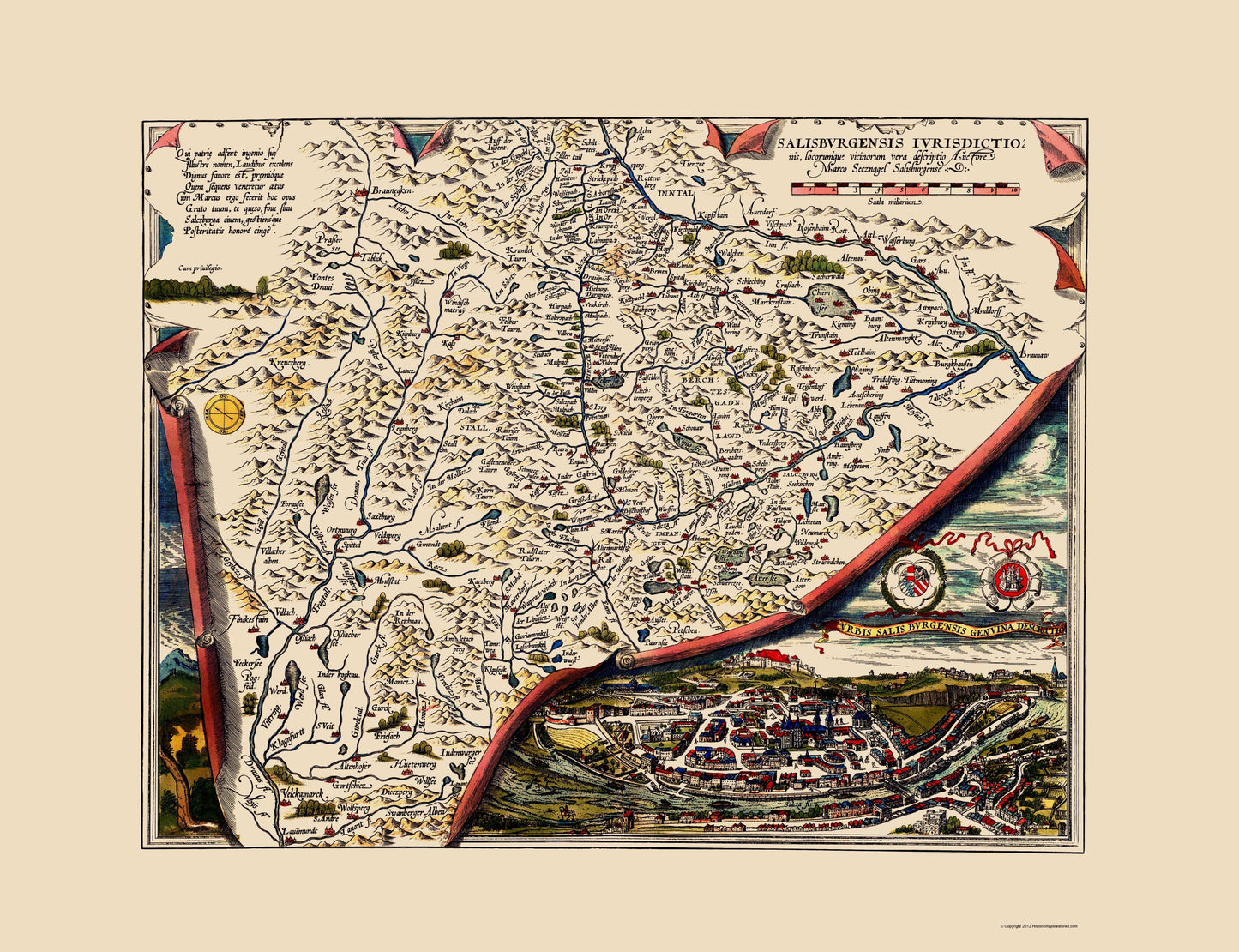 Historic Map - Salzburg Austria - Ortelius 1571 - 23 x 29.93 - Vintage Wall Art