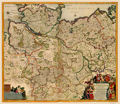 Historic Map - Saxony Germany - De Wit 1688 - 23 x 26.36 - Vintage Wall Art