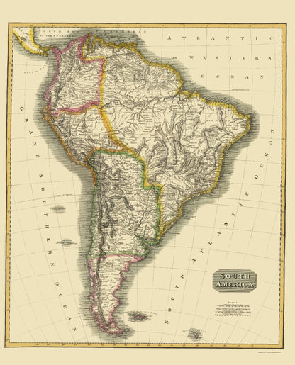 Historic Map - South America - Thomson 1815 - 23 x 28.49 - Vintage Wall Art