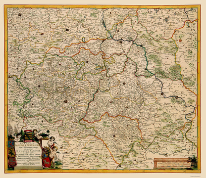 Historic Map - Saxony Region Germany - De Wit 1688 - 23 x 26.58 - Vintage Wall Art