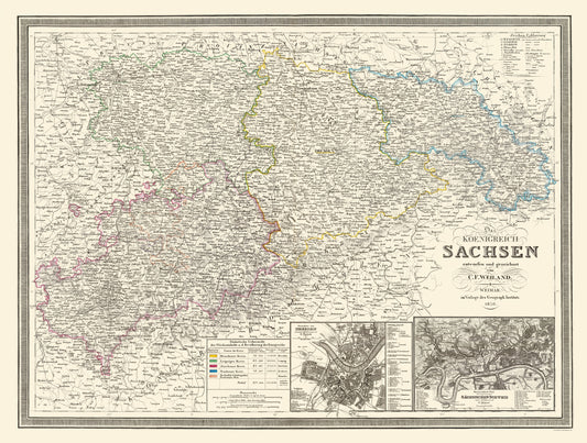 Historic Map - Saxony Province Germany - Weiland 1856 - 23 x 30.44 - Vintage Wall Art