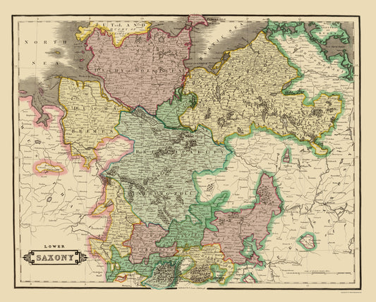 Historic Map - Saxony Germany Lower - Hamilton 1831 - 23 x 28.66 - Vintage Wall Art