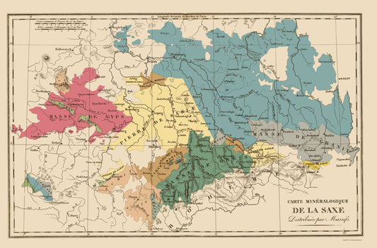 Historic Map - Saxony Region Germany - Agasse 1827 - 23 x 35.06 - Vintage Wall Art