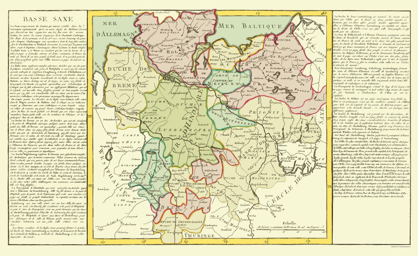 Historic Map - Saxony Germany Lower - Mondhare 1787 - 23 x 37.58 - Vintage Wall Art