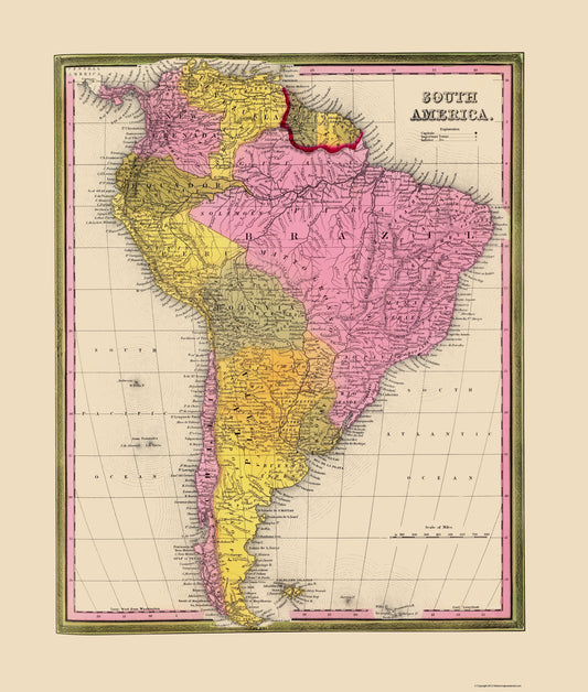 Historic Map - South America - Mitchell 1846 - 23 x 27.10 - Vintage Wall Art