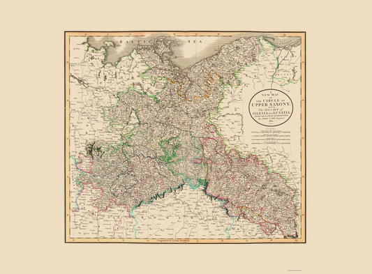 Historic Map - Upper Saxony Silesia Lusatia Germany Poland - Cary 1801 - 23 x 31 - Vintage Wall Art