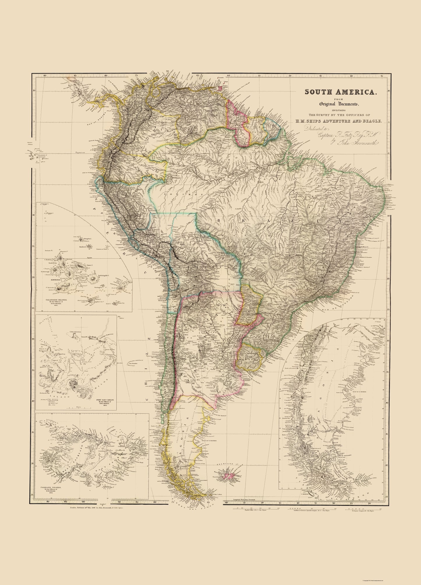 Historic Map - South America - Arrowsmith 1844 - 23 x 31.95 - Vintage Wall Art