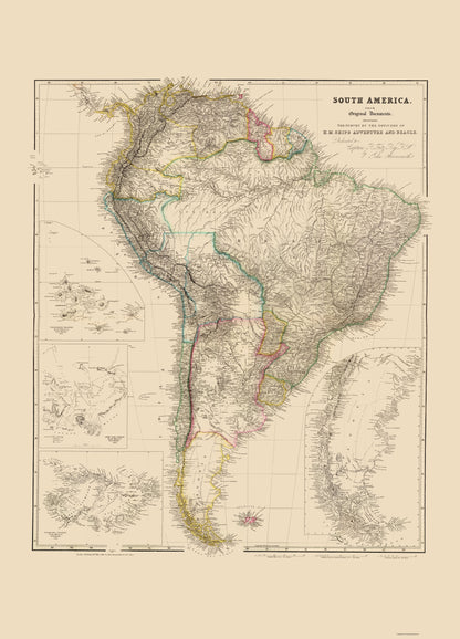 Historic Map - South America - Arrowsmith 1844 - 23 x 31.95 - Vintage Wall Art