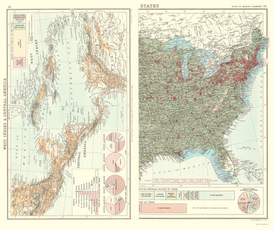 Historic Map - West Indies Trade Charts - Bartholomew 1907 - 23 x 27 - Vintage Wall Art