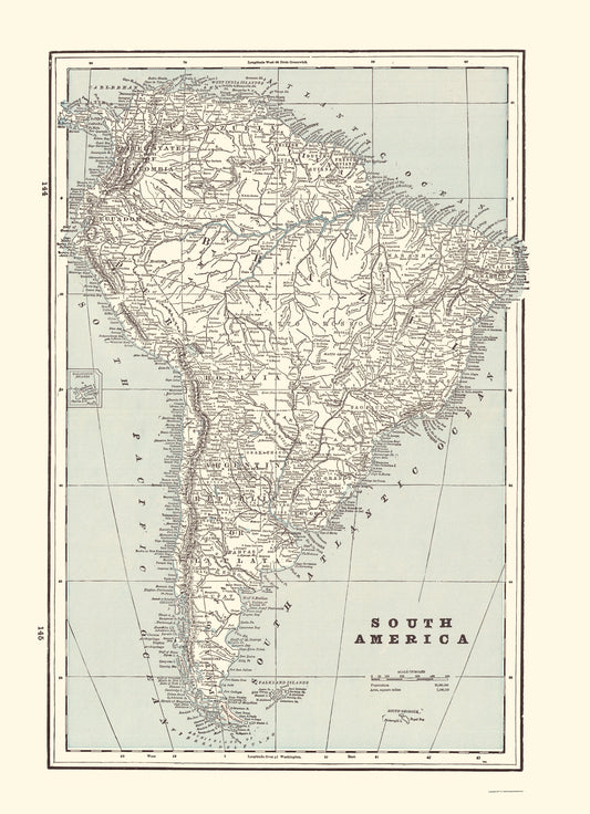 Historic Map - South America - Rathbun 1893 - 23 x 31.76 - Vintage Wall Art