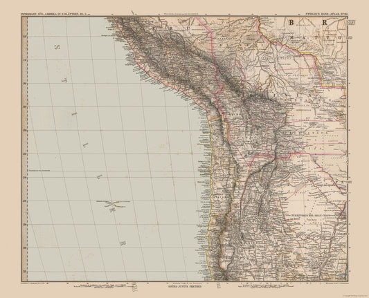 Historic Map - South America Andes- Stieler 1885 - 28.44 x 23 - Vintage Wall Art