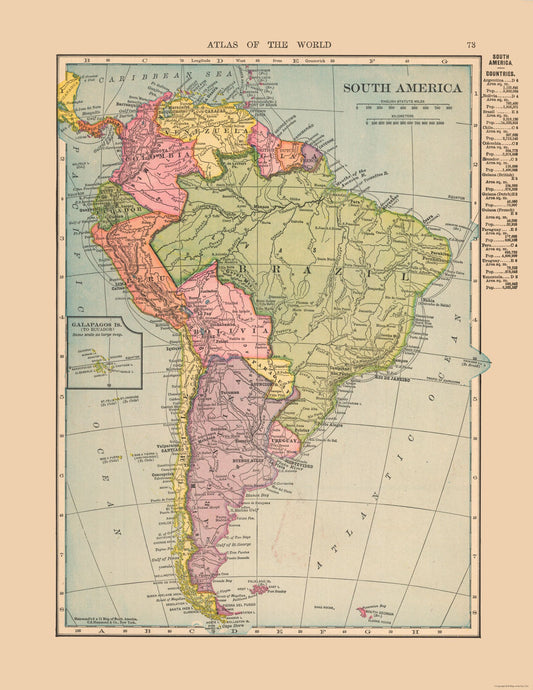 Historic Map - South America - Hammond 1910 - 23 x 29.80 - Vintage Wall Art