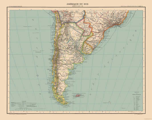 Historic Map - South America Southern - Schrader 1908 - 29.09 x 23 - Vintage Wall Art