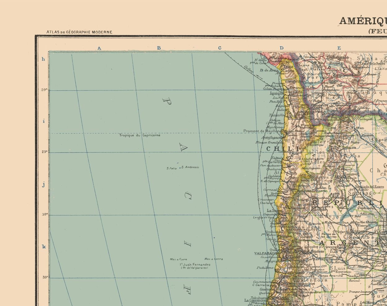 Historic Map - South America Southern - Schrader 1908 - 29.09 x 23 - Vintage Wall Art