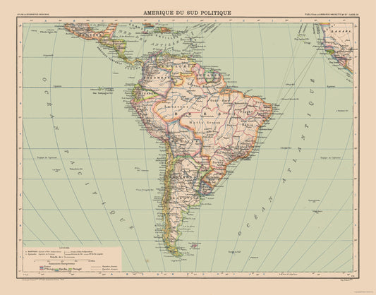 Historic Map - South America Political - Schrader 1908 - 29.31 x 23 - Vintage Wall Art