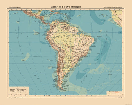 Historic Map - South America Physical - Schrader 1908 - 28.80 x 23 - Vintage Wall Art