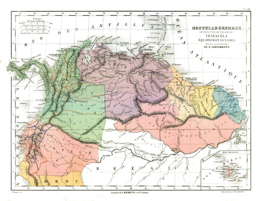 Historic Map - South America Northern - Cortambert 1880 - 29.92 x 23 - Vintage Wall Art